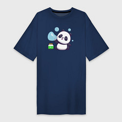 Женская футболка-платье Панда и мыльные пузыри