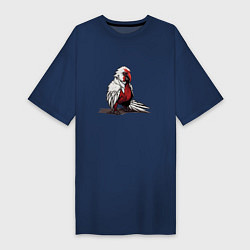 Футболка женская-платье Красный попугай, цвет: тёмно-синий