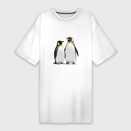 Женская футболка-платье Друзья-пингвины / Белый – фото 1
