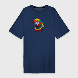 Женская футболка-платье Красочный попугай в ярких перьях
