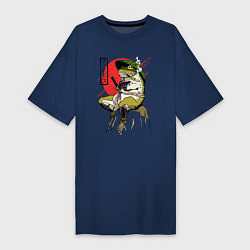 Футболка женская-платье Жаба - самурай, цвет: тёмно-синий