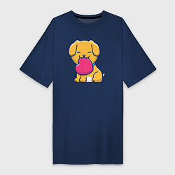 Женская футболка-платье Собачка с сердцем