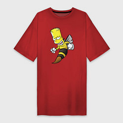 Футболка женская-платье Барт Симпсон шершень - перевоплощение, цвет: красный