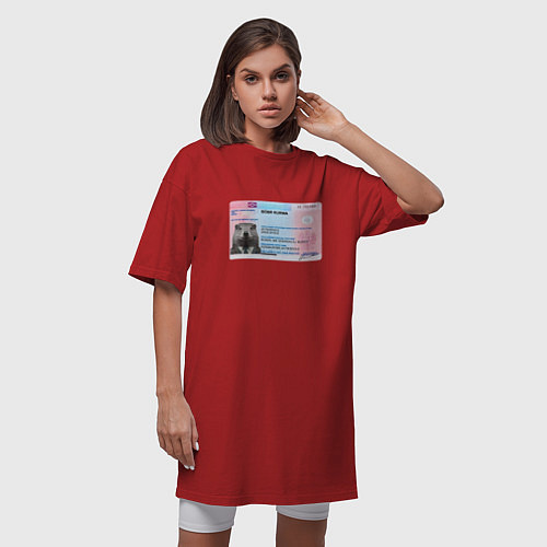 Женская футболка-платье Bobr kurwa passport / Красный – фото 3