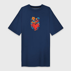 Женская футболка-платье Сердце среди цветов