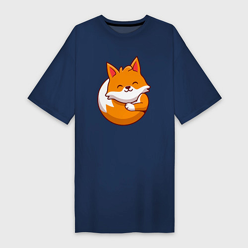 Женская футболка-платье Orange fox / Тёмно-синий – фото 1