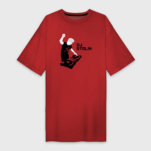 Женская футболка-платье Диджей Сталин / Красный – фото 1