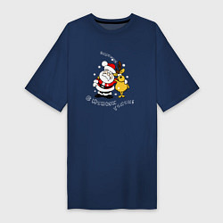 Женская футболка-платье Прикольный дед мороз