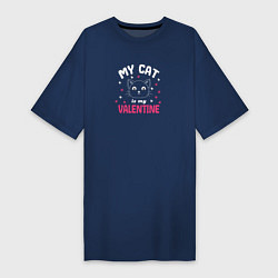 Женская футболка-платье My cat is my Valentine 2024