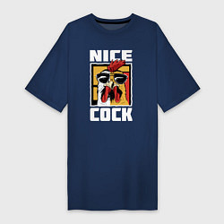 Футболка женская-платье Nice cock, цвет: тёмно-синий
