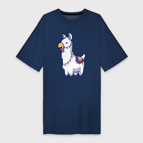 Женская футболка-платье Весёлая альпака / Тёмно-синий – фото 1