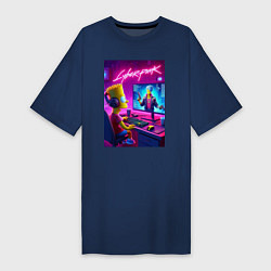 Женская футболка-платье Gamer Bart - cyberpunk
