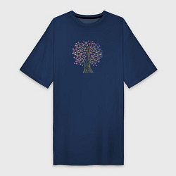 Женская футболка-платье Дерево любви с сердцами