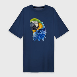 Женская футболка-платье Сине-золотой попугай ара