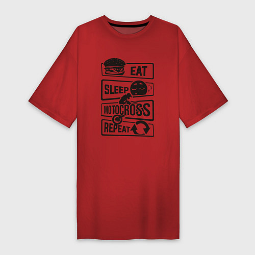 Женская футболка-платье Есть спать мотокросс / Красный – фото 1