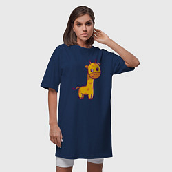 Футболка женская-платье Скромный жирафик, цвет: тёмно-синий — фото 2