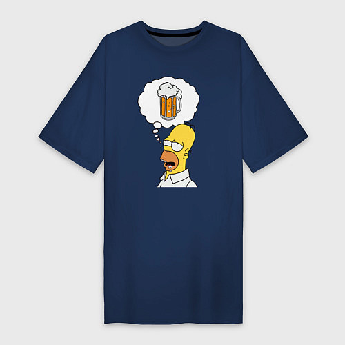 Женская футболка-платье Пивной Гомер / Тёмно-синий – фото 1