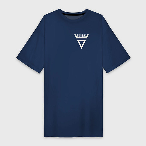Женская футболка-платье Символ велеса на груди / Тёмно-синий – фото 1