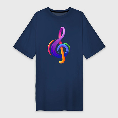 Женская футболка-платье Скрипичный ключ в цвете / Тёмно-синий – фото 1