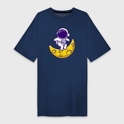 Женская футболка-платье Космонавт серфер / Тёмно-синий – фото 1