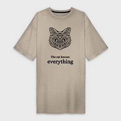 Женская футболка-платье The cat knows everything