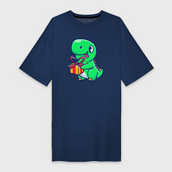 Женская футболка-платье Динозавр с подарком