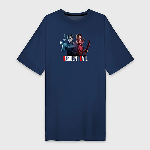 Женская футболка-платье Resident Evil game color / Тёмно-синий – фото 1