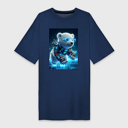 Женская футболка-платье Кибер медвежонок - милашка