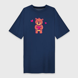 Женская футболка-платье Мишутка с сердцем