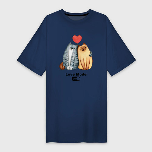 Женская футболка-платье Режим любви включён / Тёмно-синий – фото 1