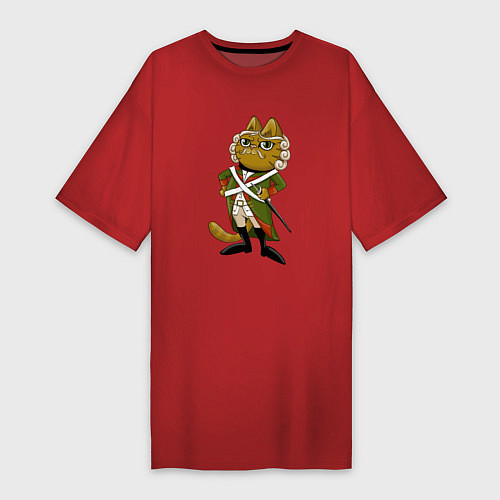 Женская футболка-платье Кот-солдат / Красный – фото 1