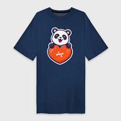 Женская футболка-платье Сердечная панда