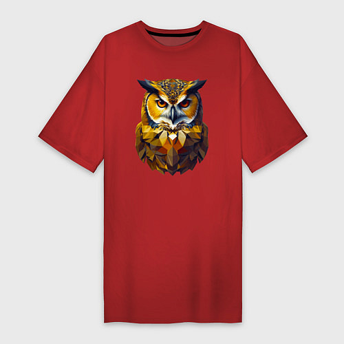 Женская футболка-платье Золотая сова мудрости / Красный – фото 1