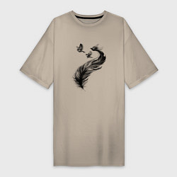 Женская футболка-платье Большое перо и три птицы