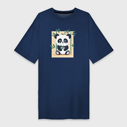 Женская футболка-платье Панда кушает бамбук