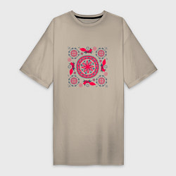 Женская футболка-платье Солярные знаки и белки символы круговорота