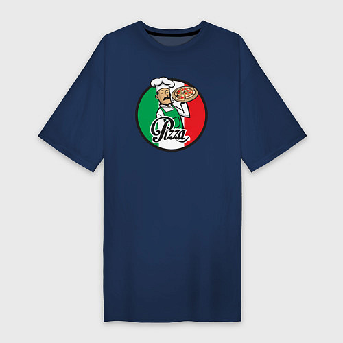 Женская футболка-платье Итальянская пицца / Тёмно-синий – фото 1