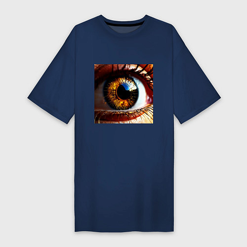 Женская футболка-платье Золотой карий глаз в стиле стимпанк / Тёмно-синий – фото 1
