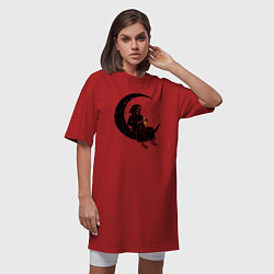 Футболка женская-платье Смерть ест пиццу на Луне, цвет: красный — фото 2
