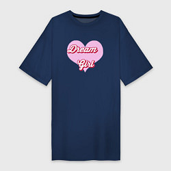 Женская футболка-платье Девушка-мечта в розовом сердце