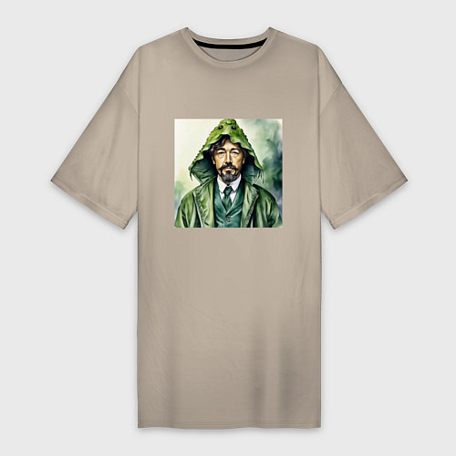 Женская футболка-платье Чехов в кигуруми крокодил / Миндальный – фото 1