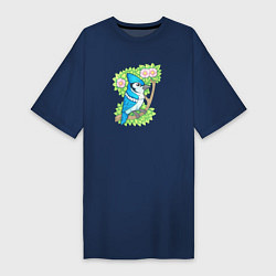 Футболка женская-платье Голубая сойка, цвет: тёмно-синий