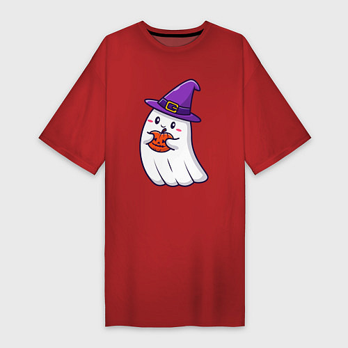 Женская футболка-платье Добрый призрак / Красный – фото 1