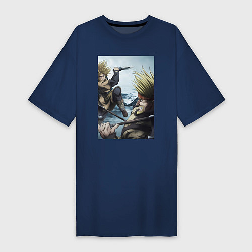 Женская футболка-платье Сага о Винланде Торфинн Торкель / Тёмно-синий – фото 1
