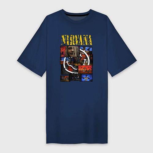 Женская футболка-платье Nirvana heart box / Тёмно-синий – фото 1