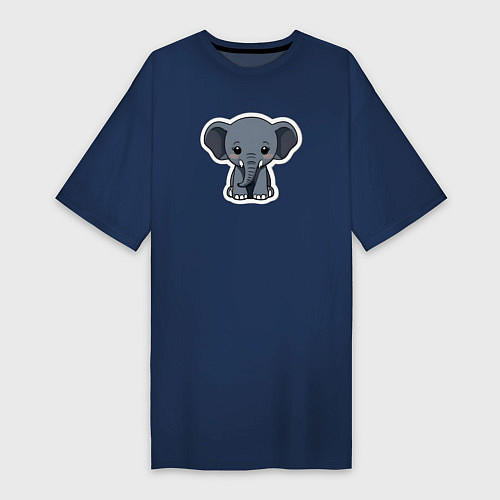 Женская футболка-платье Красивый африканский слоненок / Тёмно-синий – фото 1