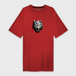Футболка женская-платье Злой и страшный серый волк, цвет: красный