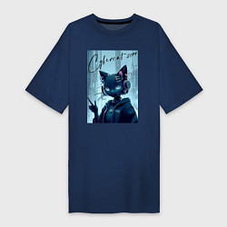 Женская футболка-платье Cybercat 2099 - ai art