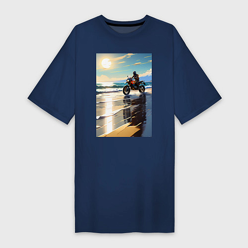 Женская футболка-платье On the beach / Тёмно-синий – фото 1