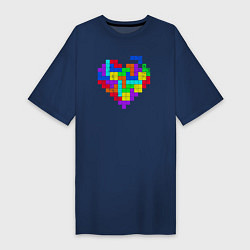 Футболка женская-платье Color tetris, цвет: тёмно-синий